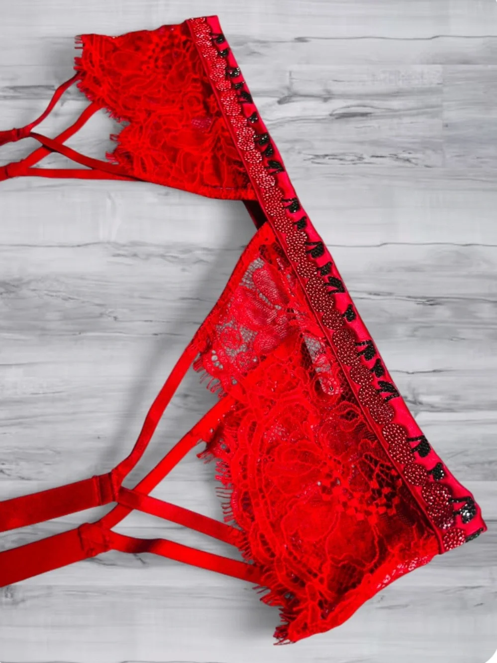 🆕🍒 Cherry Chain Shine Strap Garter Belt Victoria Secret XS/S NWT